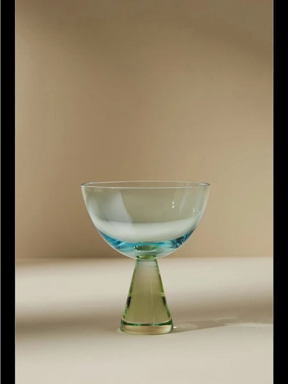 Anthropologie Ramona Coupe Glass Aqua & Green Drinking Cocktail Glass